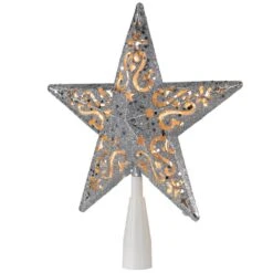 Northlight 8.5 In. Silver Glitter Star Cut-Out Design Christmas Tree Topper - Clear Lights -Christmas Decor Shop northlight christmas tree toppers 32606355 4f 1000