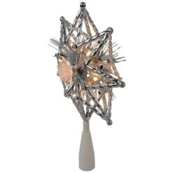 Northlight 8 In. Retro Silver Tinsel 8-Point Star Christmas Tree Topper - Clear Lights -Christmas Decor Shop northlight christmas tree toppers 32606356 1f 1000