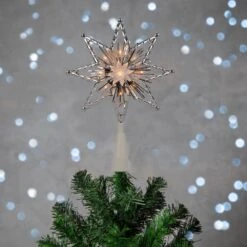 Northlight 8 In. Retro Silver Tinsel 8-Point Star Christmas Tree Topper - Clear Lights -Christmas Decor Shop northlight christmas tree toppers 32606356 31 1000