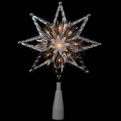 Northlight 8 In. Retro Silver Tinsel 8-Point Star Christmas Tree Topper - Clear Lights -Christmas Decor Shop northlight christmas tree toppers 32606356 44 1000