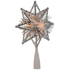 Northlight 8 In. Retro Silver Tinsel 8-Point Star Christmas Tree Topper - Clear Lights -Christmas Decor Shop northlight christmas tree toppers 32606356 4f 1000