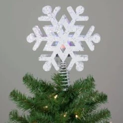Northlight 12 In. Lighted White Snowflake With Rotating LED Projector Christmas Tree Topper -Christmas Decor Shop northlight christmas tree toppers 33663832 31 1000