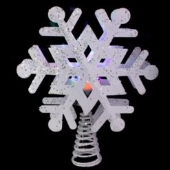 Northlight 12 In. Lighted White Snowflake With Rotating LED Projector Christmas Tree Topper -Christmas Decor Shop northlight christmas tree toppers 33663832 44 1000