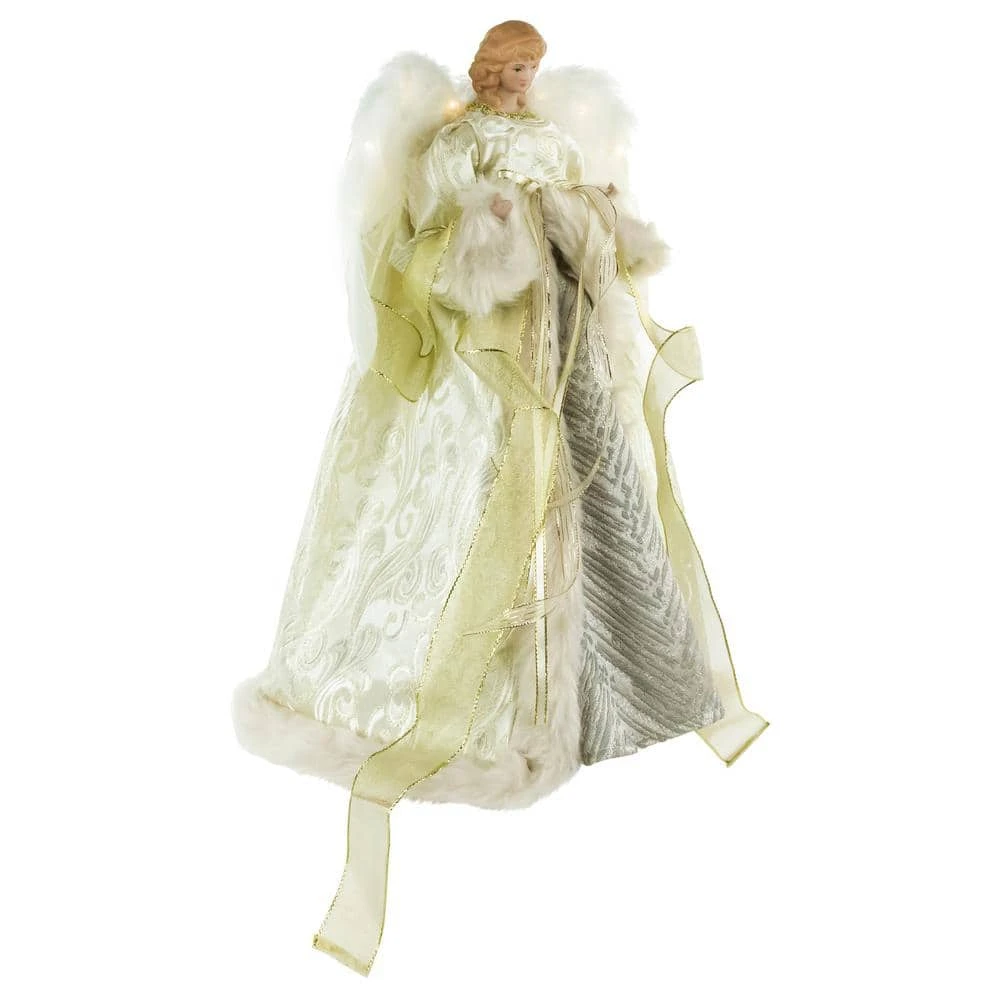 Northlight 18 In. Lighted White And Gold Angel In A Dress Christmas Tree Topper - Warm White Lights 4 Northlight 18 In. Lighted White And Gold Angel In A Dress Christmas Tree Topper - Warm White Lights - Image 2