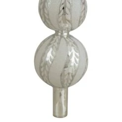 Northlight 14.75 In. Silver And White Glitter Glass Finial Christmas Tree Topper -Christmas Decor Shop northlight christmas tree toppers 34313372 4f 1000