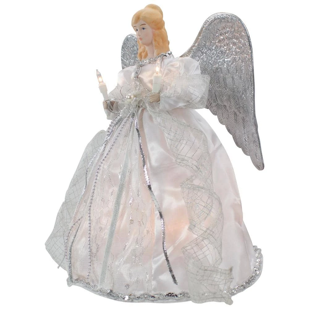 Northlight 12 In. Lighted White And Silver Angel With Wings Christmas Tree Topper - Clear Lights 5 Northlight 12 In. Lighted White And Silver Angel With Wings Christmas Tree Topper - Clear Lights - Image 3