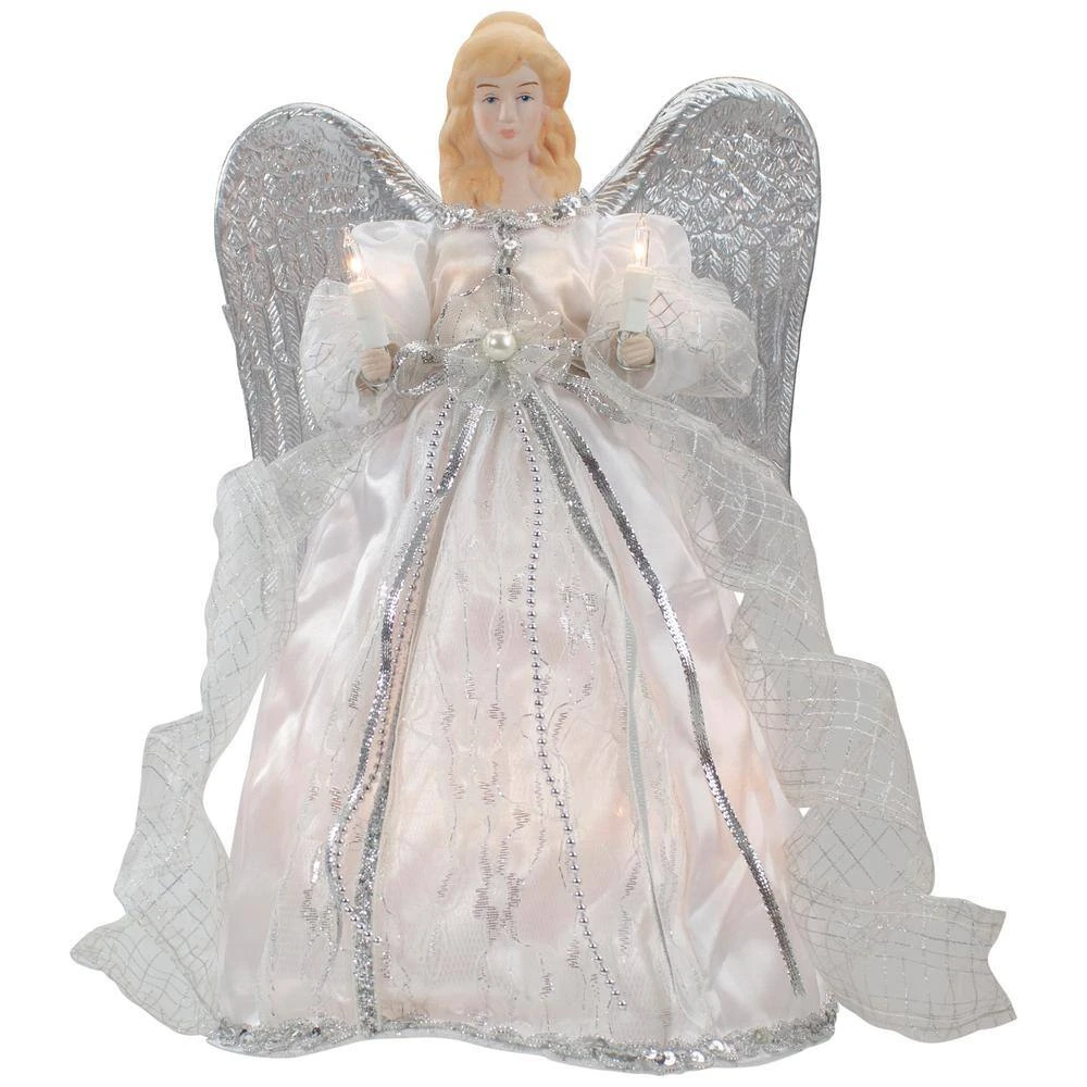 Northlight 12 In. Lighted White And Silver Angel With Wings Christmas Tree Topper - Clear Lights 3 Northlight 12 In. Lighted White And Silver Angel With Wings Christmas Tree Topper - Clear Lights