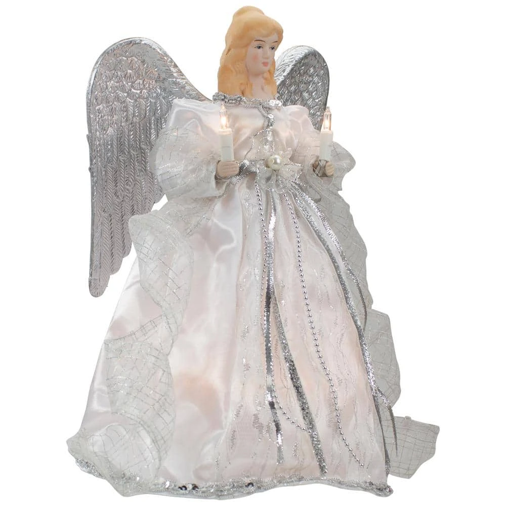 Northlight 12 In. Lighted White And Silver Angel With Wings Christmas Tree Topper - Clear Lights 4 Northlight 12 In. Lighted White And Silver Angel With Wings Christmas Tree Topper - Clear Lights - Image 2