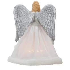 Northlight 12 In. Lighted Silver And White Angel With Wings Christmas Tree Topper - Clear Lights -Christmas Decor Shop northlight christmas tree toppers 34850966 1f 1000