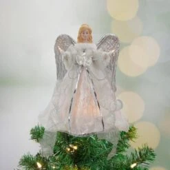 Northlight 12 In. Lighted Silver And White Angel With Wings Christmas Tree Topper - Clear Lights -Christmas Decor Shop northlight christmas tree toppers 34850966 31 1000