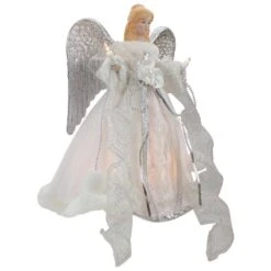 Northlight 12 In. Lighted Silver And White Angel With Wings Christmas Tree Topper - Clear Lights -Christmas Decor Shop northlight christmas tree toppers 34850966 c3 1000