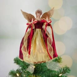 Northlight 13.5 In. Lighted Red And Gold Angel With Wings Christmas Tree Topper - Clear Lights -Christmas Decor Shop northlight christmas tree toppers 34850969 31 1000