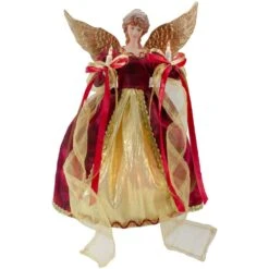 Northlight 13.5 In. Lighted Red And Gold Angel With Wings Christmas Tree Topper - Clear Lights