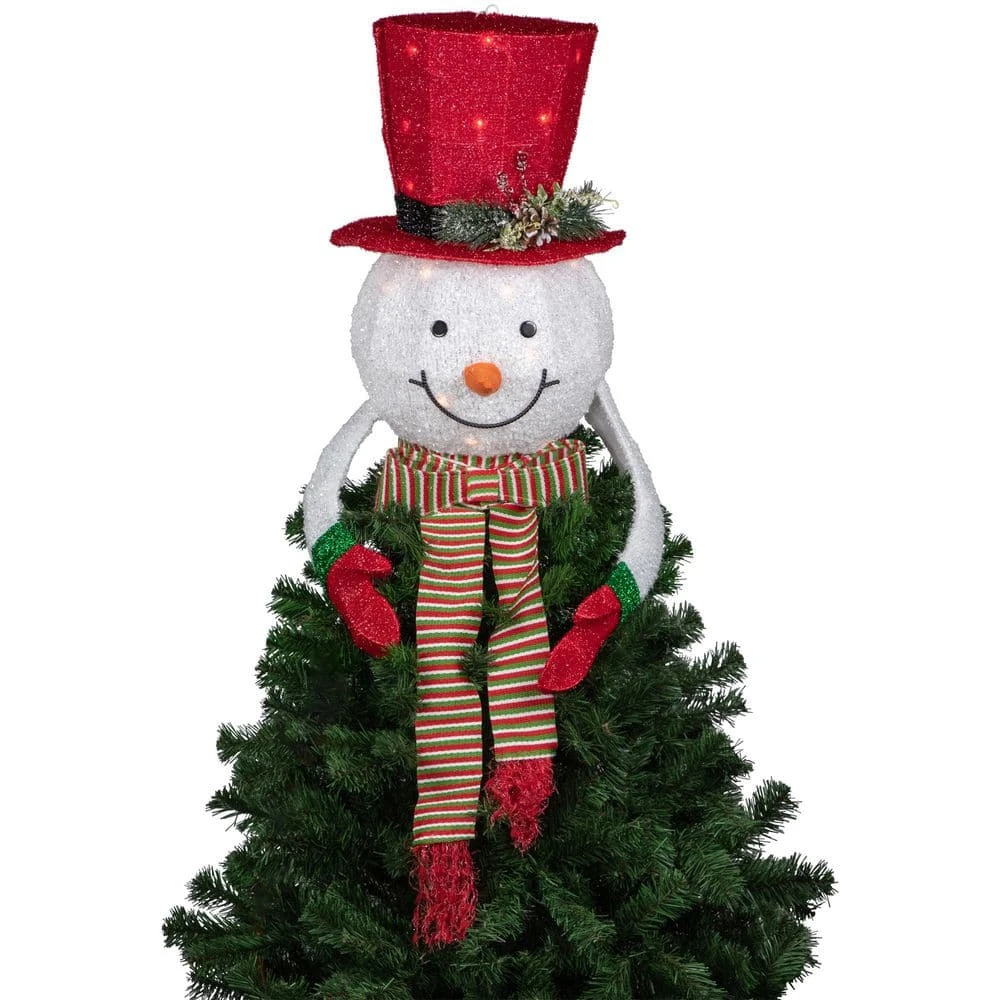 Northlight 21.5 In. Lighted Snowman With Red Top Hat Christmas Tree Topper 6 Northlight 21.5 In. Lighted Snowman With Red Top Hat Christmas Tree Topper - Image 4