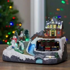 Northlight 8.5 In. H X 10 Ft. W LED Lighted And Animated Christmas Village With Train -Christmas Decor Shop northlight christmas villages 34109631 31 1000