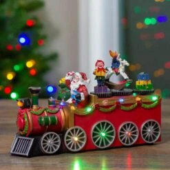 Northlight 6 In. H X 10.25 In. L LED Lighted Musical Christmas Train With Santa And Rotating Elves -Christmas Decor Shop northlight christmas villages 34109639 31 1000