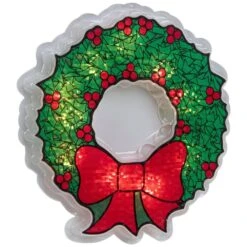 Northlight 11 In. Holographic Lighted Berry Wreath Christmas Window Silhouette -Christmas Decor Shop northlight christmas window decorations 32913608 1f 1000