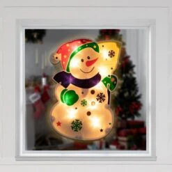 Northlight 12.5 In. Lighted White Snowman Christmas Window Silhouette Decor -Christmas Decor Shop northlight christmas window decorations 32913610 31 1000