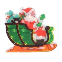 Northlight 14.5 In. Lighted Holographic Santa In Sleigh Christmas Window Silhouette Decoration