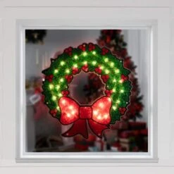 Northlight 15 In. Lighted Holographic Christmas Wreath Window Silhouette Decoration -Christmas Decor Shop northlight christmas window decorations 32913615 31 1000