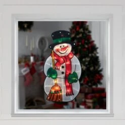 Northlight 17.5 In. Lighted Christmas Snowman With Broom Window Silhouette -Christmas Decor Shop northlight christmas window decorations 33406669 31 1000