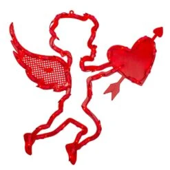 Northlight 17 In. Lighted Valentine's Day Cupid With Heart Window Silhouette