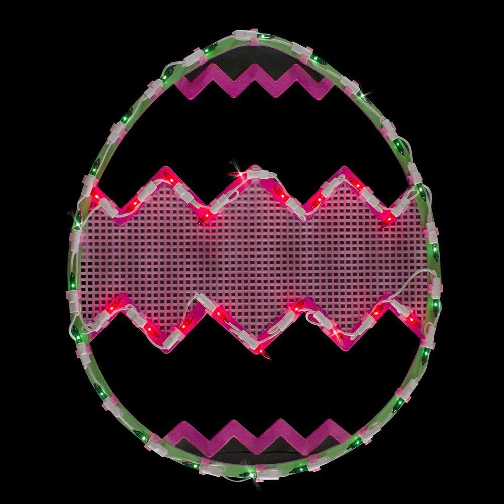 Northlight 17 In. Lighted Green With Pink Chevron Stripe Easter Egg Window Silhouette 4 Northlight 17 In. Lighted Green With Pink Chevron Stripe Easter Egg Window Silhouette - Image 2