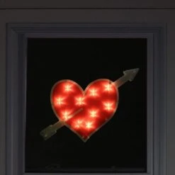 Northlight 11 In. H X 18 In. L Lighted Red Heart With Arrow Valentine's Day Window Silhouette Decoration -Christmas Decor Shop northlight christmas window decorations 34175089 31 1000