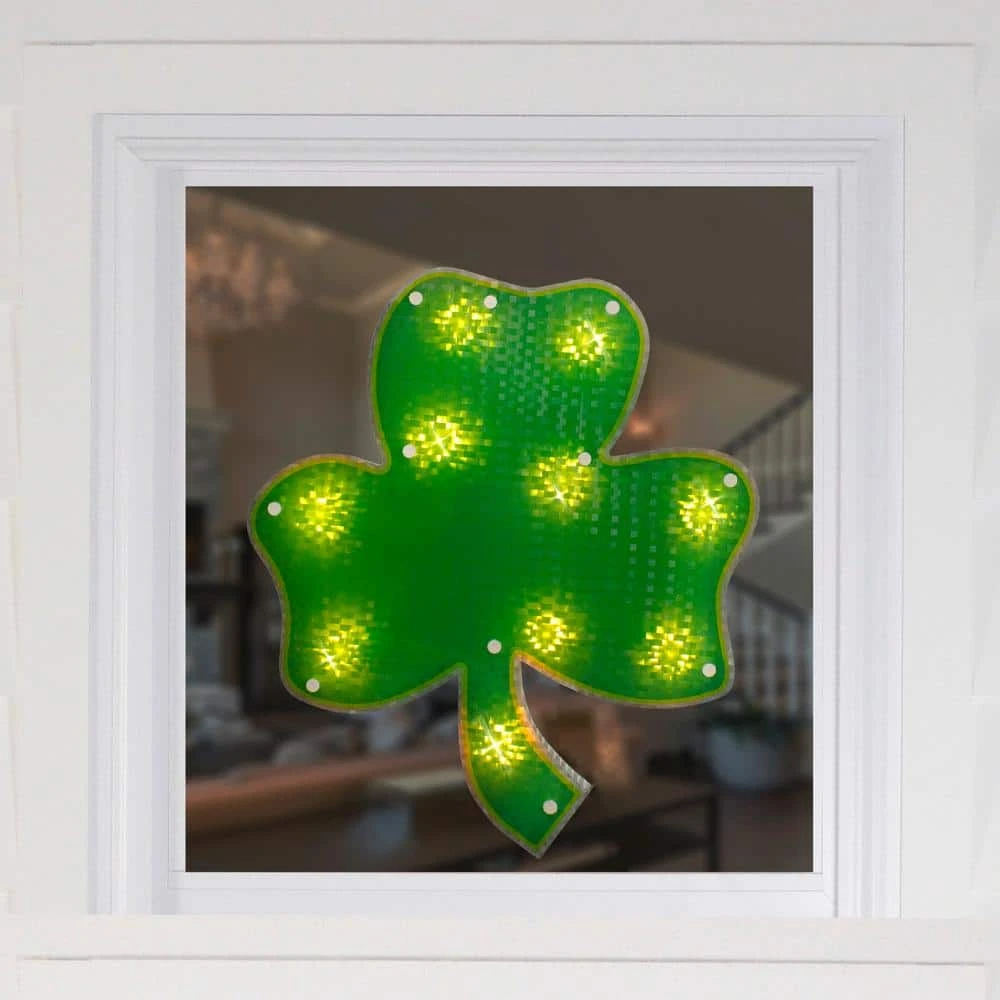 Northlight 14 In. Lighted St. Patrick's Day Irish Shamrock Window Silhouette Decoration 5 Northlight 14 In. Lighted St. Patrick's Day Irish Shamrock Window Silhouette Decoration - Image 3
