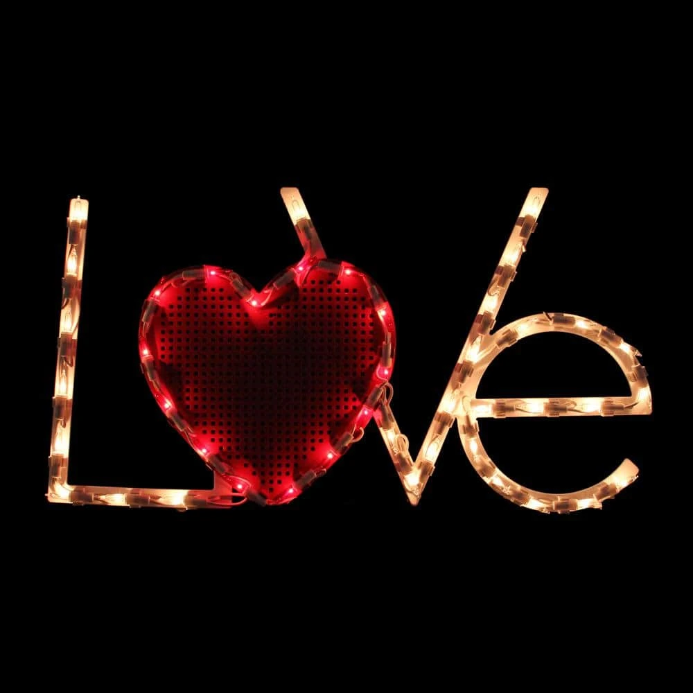 Northlight 9 In. H X 17 In. L Lighted Love With Heart Valentine's Day Window Silhouette 6 Northlight 9 In. H X 17 In. L Lighted Love With Heart Valentine's Day Window Silhouette - Image 4