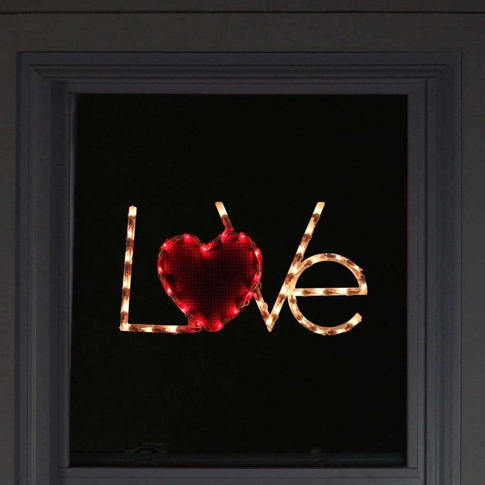 Northlight 9 In. H X 17 In. L Lighted Love With Heart Valentine's Day Window Silhouette 8 Northlight 9 In. H X 17 In. L Lighted Love With Heart Valentine's Day Window Silhouette - Image 6