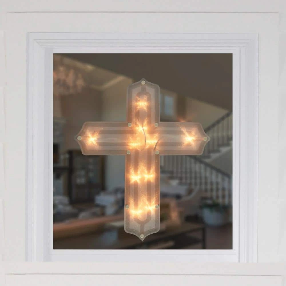 Northlight 14 In. Lighted Religious Cross Easter Window Silhouette Decoration 6 Northlight 14 In. Lighted Religious Cross Easter Window Silhouette Decoration - Image 4