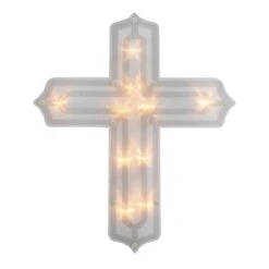 Northlight 14 In. Lighted Religious Cross Easter Window Silhouette Decoration