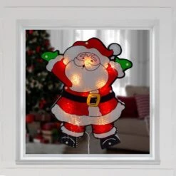 Northlight 16.25 In. Lighted Holographic Santa Claus Christmas Window Silhouette -Christmas Decor Shop northlight christmas window decorations 34854994 31 1000