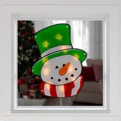 Northlight 15.75 In. Lighted Holographic Snowman Christmas Window Silhouette -Christmas Decor Shop northlight christmas window decorations 34854995 31 1000