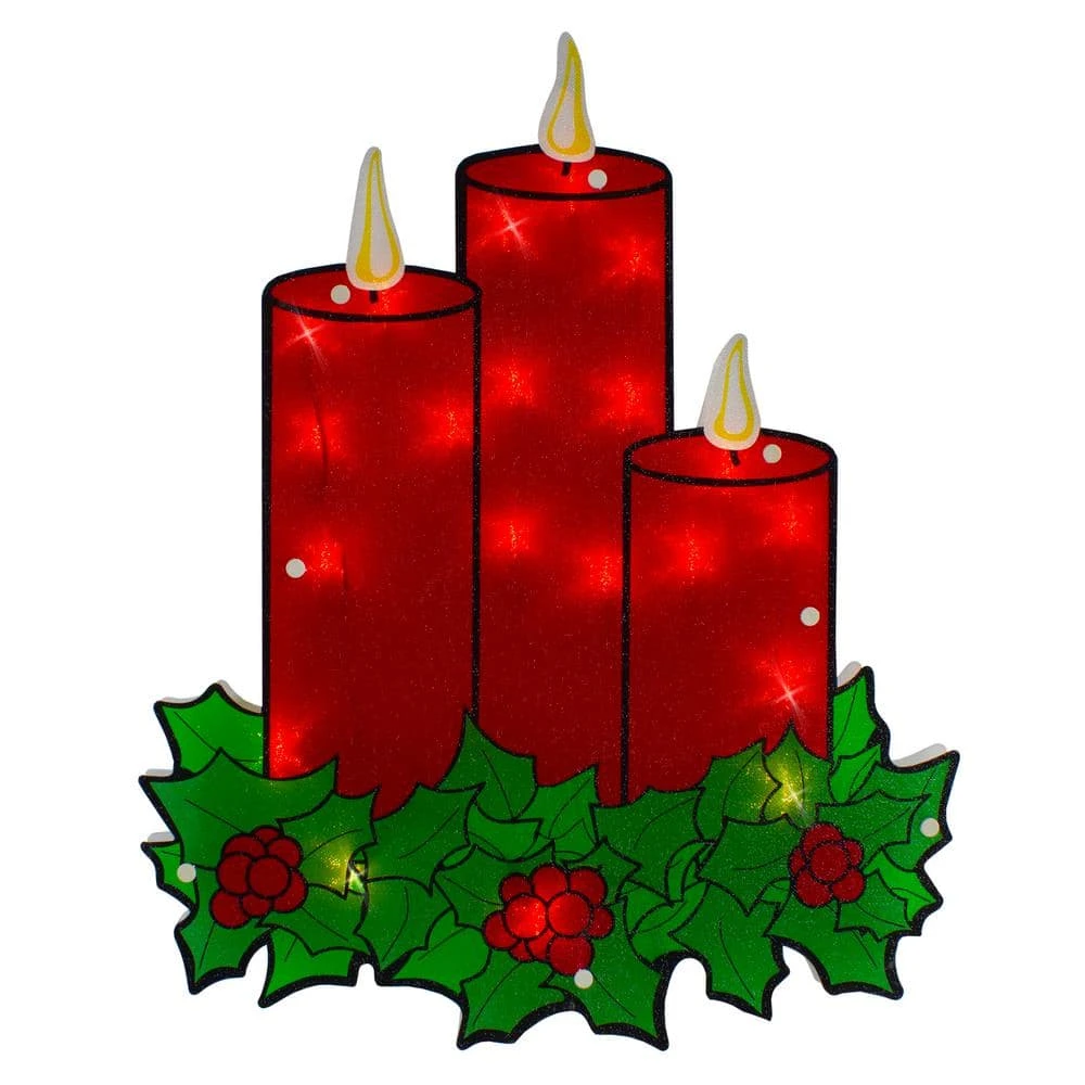 Northlight 17.5 In. Lighted Red Three Candles Christmas Window Silhouette 3 Northlight 17.5 In. Lighted Red Three Candles Christmas Window Silhouette