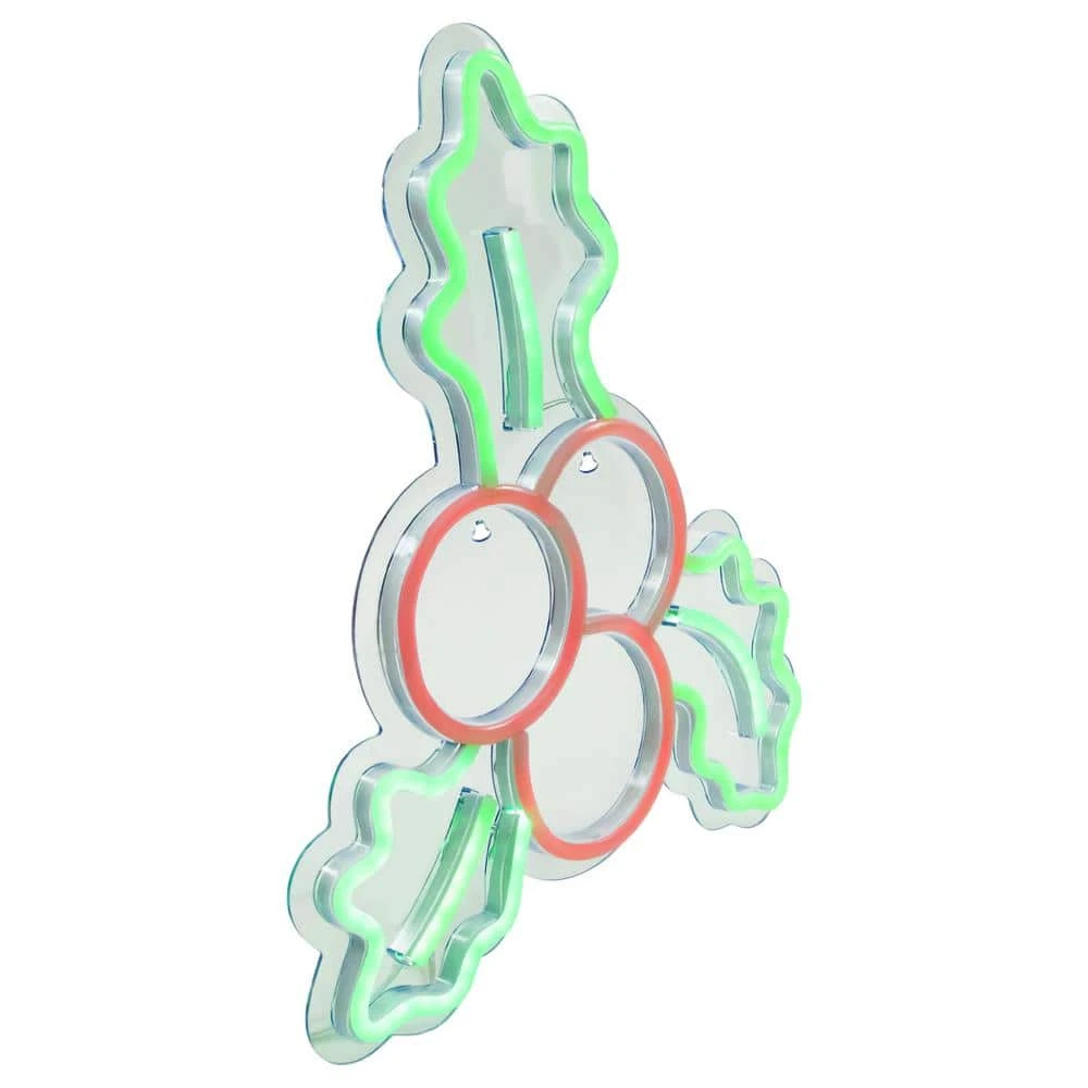 Northlight 12 In. LED Lighted Neon Style Holly Berries Christmas Window Silhouette 6 Northlight 12 In. LED Lighted Neon Style Holly Berries Christmas Window Silhouette - Image 4