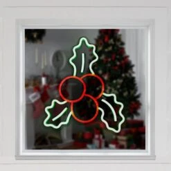 Northlight 12 In. LED Lighted Neon Style Holly Berries Christmas Window Silhouette 17 Northlight 12 In. LED Lighted Neon Style Holly Berries Christmas Window Silhouette -Christmas Decor Shop northlight christmas window decorations 35252111 31 1000