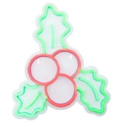 Northlight 12 In. LED Lighted Neon Style Holly Berries Christmas Window Silhouette