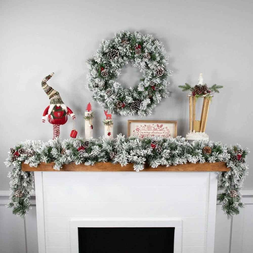 Northlight 24 In. Flocked Angel Pine With Pine Cones Unlit Artificial Christmas Wreath 4 Northlight 24 In. Flocked Angel Pine With Pine Cones Unlit Artificial Christmas Wreath - Image 2
