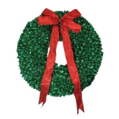 Northlight 28 In. Pre-Lit Glittered Artificial Leaves Christmas Wreath With Clear Lights