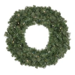 Northlight 30 In. B/O Pre-Lit LED Canadian Pine Artificial Christmas Wreath - Clear Lights