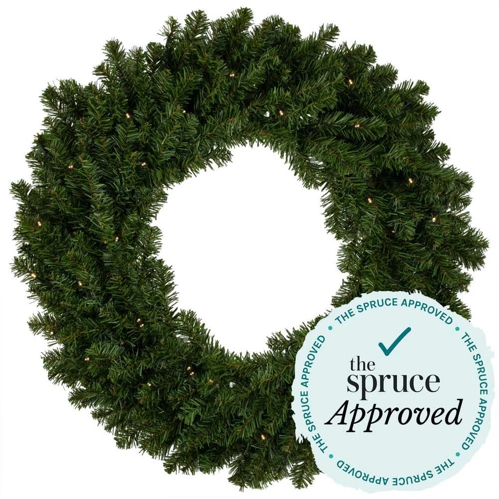 Northlight 24 In. Pre-Lit LED Canadian Pine Artificial Christmas Wreath With Timer - Multi Lights 6 Northlight 24 In. Pre-Lit LED Canadian Pine Artificial Christmas Wreath With Timer - Multi Lights - Image 4