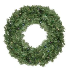 Northlight 24 In. Pre-Lit LED Canadian Pine Artificial Christmas Wreath With Timer - Multi Lights
