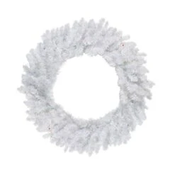 Northlight 30 In. Battery Operated Pre-Lit LED Artificial Christmas Wreath With Multi-Lights In Snow White