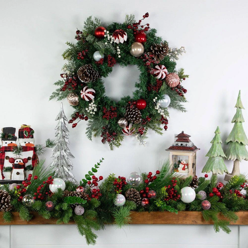 Northlight 28 In. Unlit Ornaments And Pinecones Artificial Christmas Wreath 5 Northlight 28 In. Unlit Ornaments And Pinecones Artificial Christmas Wreath - Image 3