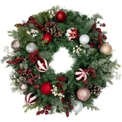 Northlight 28 In. Unlit Ornaments And Pinecones Artificial Christmas Wreath