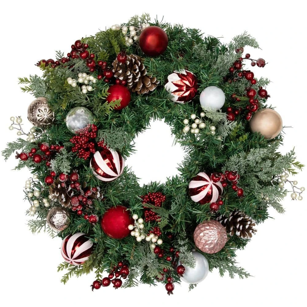 Northlight 28 In. Unlit Ornaments And Pinecones Artificial Christmas Wreath 3 Northlight 28 In. Unlit Ornaments And Pinecones Artificial Christmas Wreath