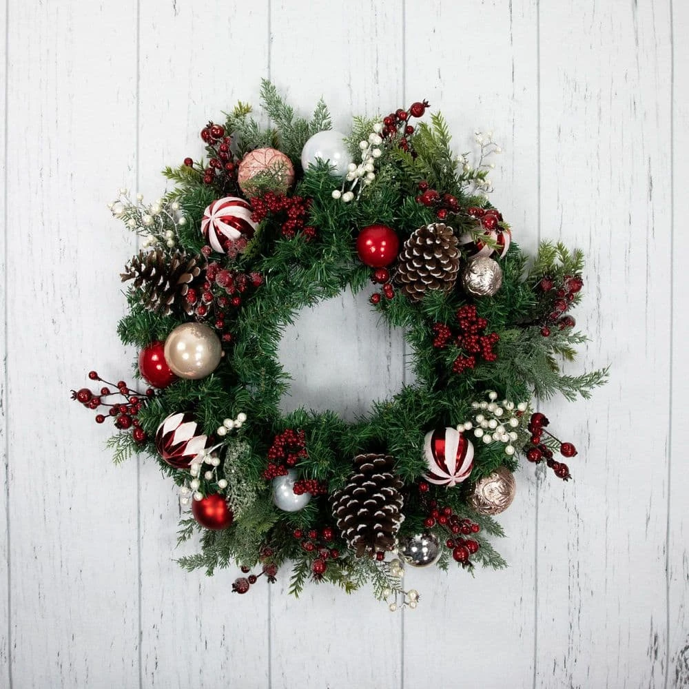 Northlight 28 In. Unlit Ornaments And Pinecones Artificial Christmas Wreath 4 Northlight 28 In. Unlit Ornaments And Pinecones Artificial Christmas Wreath - Image 2