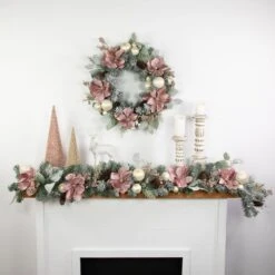 Northlight 24 In. Unlit Pink Floral And Ball Ornament Frosted Pine Artificial Christmas Wreath 11 Northlight 24 In. Unlit Pink Floral And Ball Ornament Frosted Pine Artificial Christmas Wreath -Christmas Decor Shop northlight christmas wreaths 35688249 4f 1000